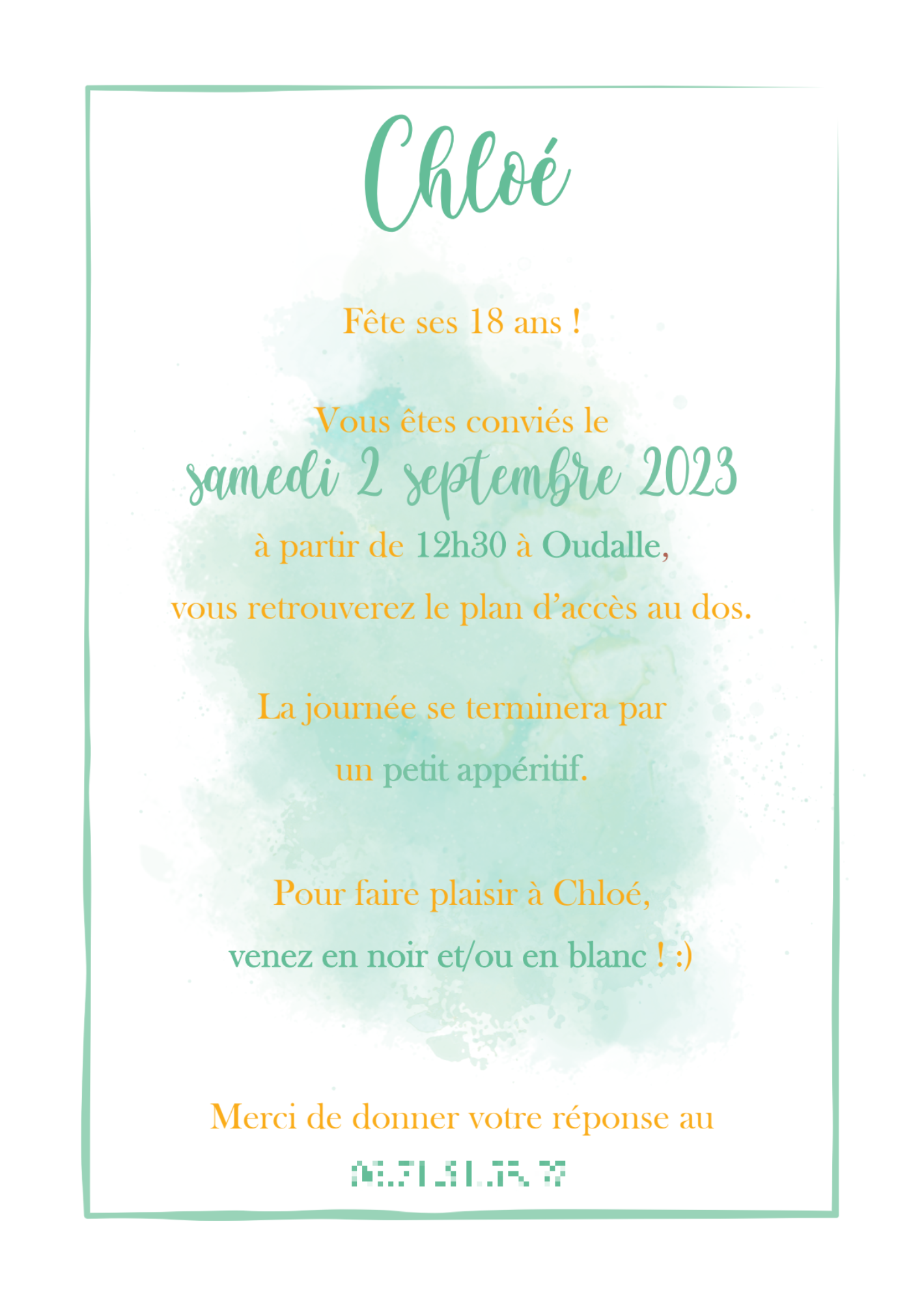 Carte d'invitation - Chloé