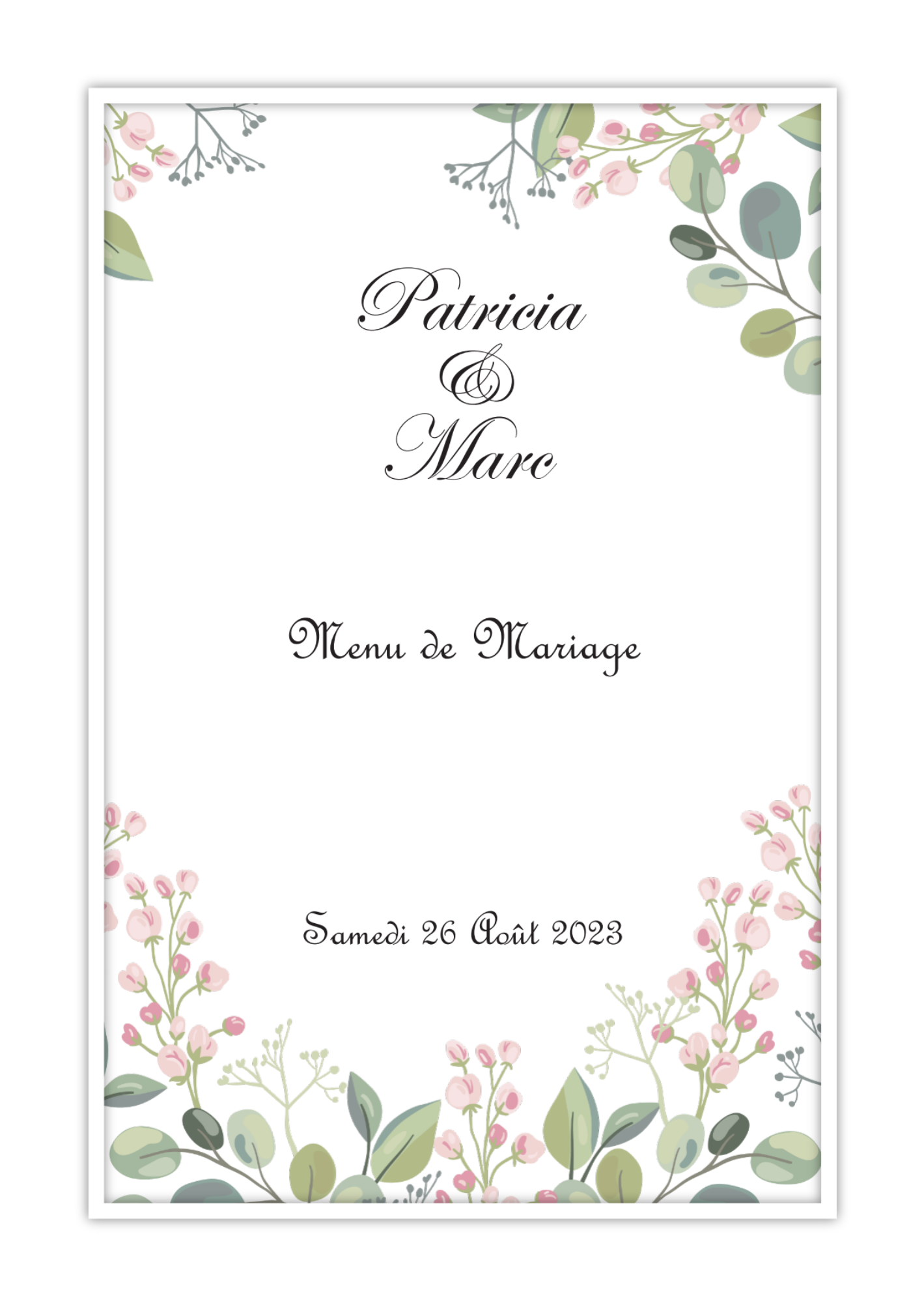 Mise en page - Menus de Mariage